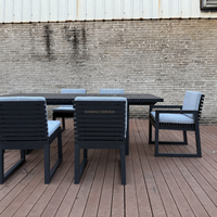 Table à manger rectangulaire en aluminium artisanal Hangkai pour l'extérieur, le jardin, les hôtels et les complexes hôteliers