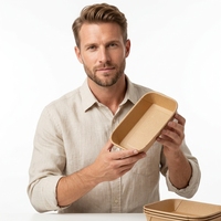 Contenants alimentaires jetables biodégradables en papier avec couvercles transparents, boîtes à emporter en kraft brun pour nouilles, usage rectangulaire pour restaurants