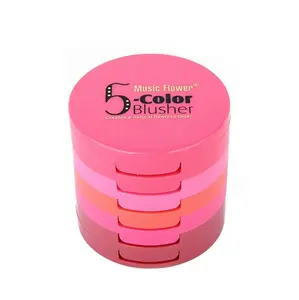 Maquiagem em pó 5 cores, flor de música 5 em uma marca bochecha de maquiagem blush em pó com 5 cores diferentes para blush, base prensada