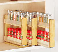Organisateur de rangement coulissant en bambou pour armoire, support à épices robuste pour cuisine et garde-manger, organisation verticale coulissante