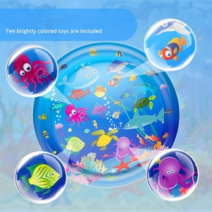 Tapis de jeu <span class=keywords><strong>gonflable</strong></span> en PVC 100 CM avec dix jouets aux couleurs vives pour enfants bébés jouant à la maison pelouse plage extérieure - Product Image 3