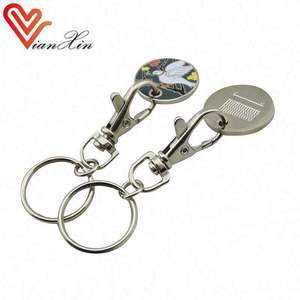 Uk Shopping Trolley Coin Metal Keychain Keyring Lock Tool <b>Key</b> Holder - Product Image 6