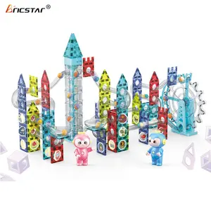 Bricstar smooth edge design mattoncini magnetici giocattolo 216 pezzi blocchi magnetici elettrici Marble Run Set con musica