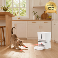 Distributeur automatique intelligent 7L pour animaux de compagnie avec caméra HD, rotation PTZ, jouet laser pour chat, audio bidirectionnel, double alimentation pour chats (utilisation intérieure/voyage)