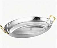 Assiette ovale FLEY en acier inoxydable 304 pour fruits de mer, pâtes et steaks, compatible micro-ondes, design vintage rétro pour restaurants et hôtels