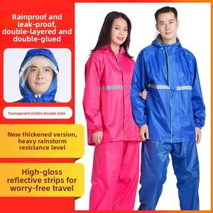 Conjunto de <span class=keywords><strong>Impermeable</strong></span> de Dos Piezas para Adultos, de Tela Oxford, para Uso en Vehículos Eléctricos, Estilo Grueso, con Franjas Reflectantes y <span class=keywords><strong>Capa</strong></span> <span class=keywords><strong>Impermeable</strong></span> de PVC - Product Image 2