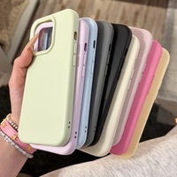 Coque de téléphone en silicone liquide épais de couleur unie, simple, couleur gelée de riz, compatible avec Apple 17, protection intégrale contre les chocs