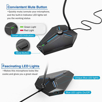 Usb Desktop Omnidirectionele Condensatormicrofoon Voor Pc En Laptop Gaming Onderwijs Met Mute-Knop En Led-Indicator