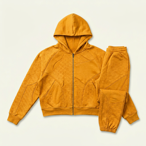 Blank Plain Hoodies Tracksuit <b>Men</b> Custom Logo Heavy Weight <b>Pullover</b> Hoodie Top And Jogger Pant Set Casual Male Streetwear - Product Image 1