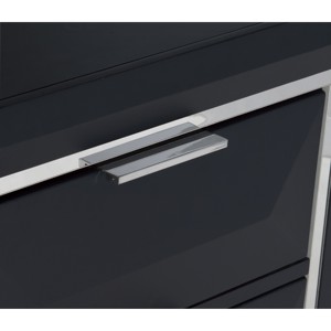 Comodino Moderno per Camera da Letto con Due Cassetti, Finiture in Acrilico Smussato, Mobile in Legno Blu Notte - Product Image 5