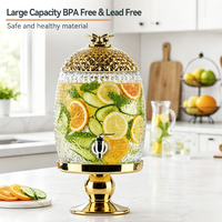 Distributeur de boissons en verre grande capacité en forme d'ananas avec support en métal doré, robinet anti-fuite, sans BPA, compatible lave-vaisselle et micro-ondes
