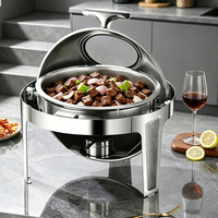Recipiente para Buffet de Acero Inoxidable con Tapa de Vidrio, Calentador de Alimentos de Doble Bandeja para Catering, Banquetes, Hoteles, Venta al por Mayor