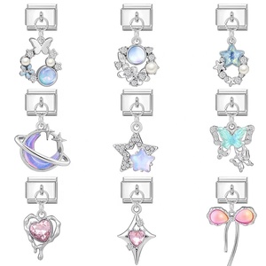 Pulsera Modular Italiana Hecha a Mano de 9MM para Mujer, DIY, Elástica, Impermeable, de Acero Inoxidable, Joyería de Moda, Colgante de Empalme - Product Image 4