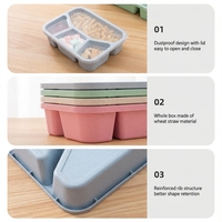 Boîte à lunch bento en plastique pour enfants, 0,95 L, 4 compartiments, empilable, compatible micro-ondes, mignonne, simple, pour l'école, salade, pâtes
