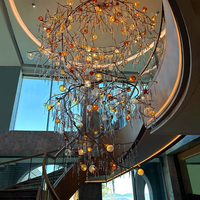 Lustre suspendu LED DUOMEIJU 3000K E14 AC en cristal, hauteur réglable, finition dorée, pour hall d'hôtel, escalier, plafond haut