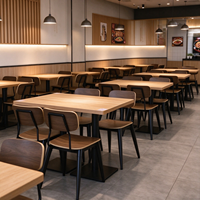 Ensemble table et chaises pour restaurant de restauration rapide, table à manger en bois grainé, chaises de bistrot en bois courbé pour restaurant de nouilles, cantine