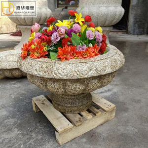 กระถางดอกไม้หินแกะสลักลายดอกไม้ทรงกลมสำหรับสวนกลางแจ้งสไตล์จีนโบราณ - Product Image 1