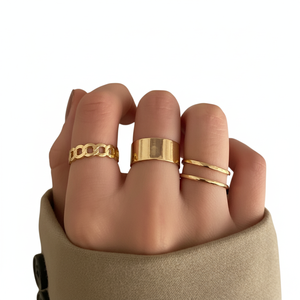 Vendita calda di tendenza Vintage minimalista anelli da Cocktail intarsiati Cluster impilamento anelli per uomo e donna all'ingrosso - Product Image 2