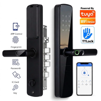 Serrure de porte intelligente TTlock, biométrique, empreinte digitale, alliage d'aluminium, écran tactile numérique, mot de passe, Tuya WiFi, serrure de porte intelligente