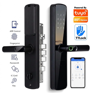<span class=keywords><strong>กุญแจ</strong></span>ล็อคประตูอัจฉริยะ TTlock ระบบไบโอเมตริกซ์ สแกนลายนิ้วมือ วัสดุอลูมิเนียมอัลลอยด์ หน้าจอสัมผัส รหัสผ่าน ระบบ Tuya WiFi - Product Image 1