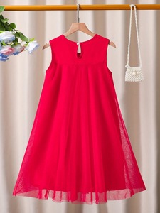 2025 nuove ragazze estive <span class=keywords><strong>Tulle</strong></span> senza maniche Denim abito da principessa gruppo di età per bambini modello solido festa di compleanno per bambini vestito da bambino - Product Image 4