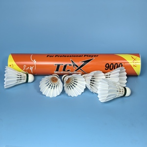 Volante de Bádminton TCX 9000-Naranja de Primera Calidad, Fabricado con Plumas de Pato <span class=keywords><strong>Ganba</strong></span> Cigu, Alta Durabilidad, 2 Capas de Corcho Ecológico para Profesionales - Product Image 1