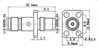 Adaptador RF SMA Hembra a BMA Macho con Montaje de Brida de 4 Orificios, Conectores Adaptadores RF