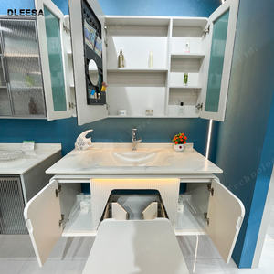 Kamar mandi Italia <span class=keywords><strong>Vanity</strong></span> mewah Modern <span class=keywords><strong>32</strong></span> inci marmer meja tahan air Pvc <span class=keywords><strong>Vanity</strong></span> untuk kamar mandi - Product Image 3