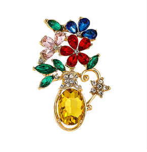 Crystal Rhinestone Flower Vase Brooch Women Luxury Korean Brooch High Quality <b>Collar</b> Corsage Jewelry <b>Pins</b> - Product Image 1