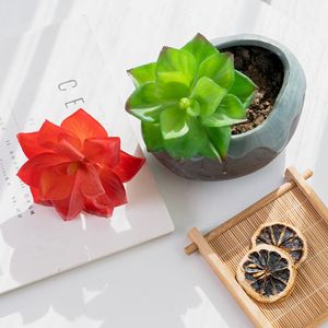 CallaFloral Plante Artificielle Rose Succulente Rouge Verte en PVC Caoutchouc Souple Branche Unique Décoration Mariage Maison - Product Image 1