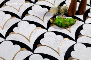 Centurymosaic Polished White Black Marble Pine Cone Mosaic <b>Tile</b> With Brass Inlay for Bathroom Kitchen Wall Floor <b>Backsplash</b> - Product Image 5