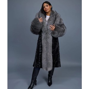 Trench RXFurs OEM ODM Lungo e Caldo in Vera Pelliccia di <span class=keywords><strong>Visone</strong></span> <span class=keywords><strong>con</strong></span> Collo a Scialle Bordato in Pelliccia di Volpe, Cappotto di Lusso in Vera Pelliccia - Product Image 5