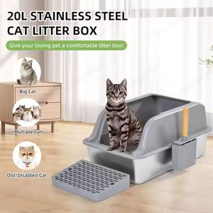 Hot Sale New Arrival Edelstahl Katzen toilette mit Deckel Extra große Wurf Faltbare Schachtel für Big Cats Katzen toilette - Product Image 4