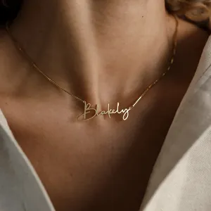 Personalized Custom Stainless steel Name Necklace Minimalist Gold Name Necklace with Box Chain Perfect Gift for Her Jewelry