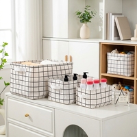 Panier de rangement pliable en toile avec poignée, grande capacité pour jouets, cosmétiques, linge
