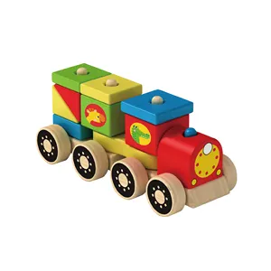 교육 몬테소리 기차 게임 개인화 된 어린이 아기 장난감 철도 어린이를위한 나무 기차를 당겨