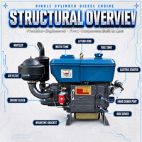 Moteur diesel monocylindre 4 temps refroidi par eau, démarrage au pied, pour bateau, 400 cm³, Euro 3, facile à utiliser, garantie sur la pompe