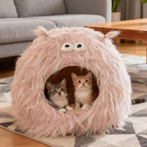 <span class=keywords><strong>Lit</strong></span> pour chat en peluche en forme <span class=keywords><strong>de</strong></span> monstre personnalisé en usine, nid pour animaux <span class=keywords><strong>de</strong></span> compagnie semi-fermé, mignon et chaud, antidérapant, pour petits chiens et chats - Product Image 5