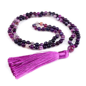 108 Beads Mala Handmade Colar atado Cor Marrom Borla 6mm Tiger Eye Gemstone Tasbih Colar - Product Image 3