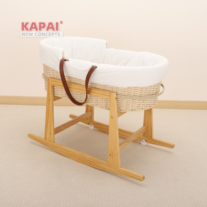 Prix d'usine, panier en osier KAPAI personnalisé avec logo, avec doublure et matelas, matériaux durables et sûrs pour le sommeil du bébé - Product Image 1