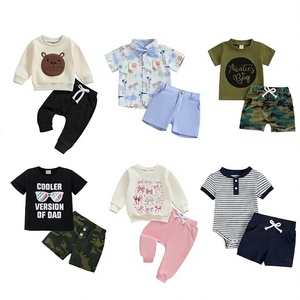 Conjunto de 2 piezas de camiseta y pantalones cortos para bebés, ropa casual de verano para niños y niñas, tops estampados, pantalones a juego, Profit King - Product Image 6