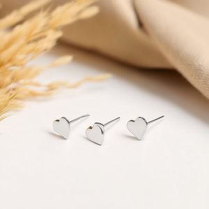 Orecchini a cuore in acciaio inossidabile per donna, gioielli alla moda, 6 mm, Acero Ref46217 - Product Image 2