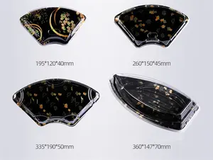 Vassoio per Sushi in plastica usa e getta a forma di barca quadrata con scatola per imballaggio alimentare per Sushi da asporto personalizzata con coperchio