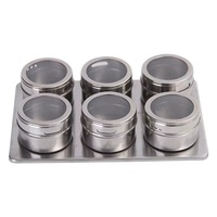 Récipients magnétiques pour épices, boîtes de rangement avec tamis transparent, boîte d'assaisonnement en métal, pots pour réfrigérateur