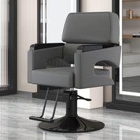 Fauteuil de salon de coiffure haut de gamme, pivotant et réglable en hauteur, en acier inoxydable noir, siège de barbier pour hommes