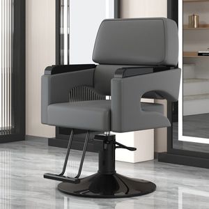 Fauteuil de salon de coiffure haut de gamme, pivotant et réglable en hauteur, en acier inoxydable noir, siège de barbier pour hommes - Product Image 3