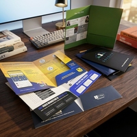 Porte-documents pliable A4 personnalisé, impression couleur, design avec poche, emplacement pour cartes de visite, organiseur de documents pliable pour le bureau
