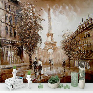 Peinture <span class=keywords><strong>à</strong></span> l'huile moderne de la Tour Eiffel de Paris, murale 3D en <span class=keywords><strong>soie</strong></span> imperméable autocollante pour appartement, salle de bain, café, maison - Product Image 2