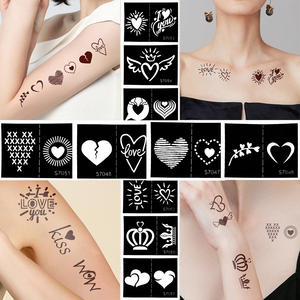 Stencil del <span class=keywords><strong>tatuaggio</strong></span> di arte del corpo della mano all'ingrosso di OEM su misura a forma di cuore piccoli stencil temporanei semipermanenti impermeabili del <span class=keywords><strong>tatuaggio</strong></span> - Product Image 5