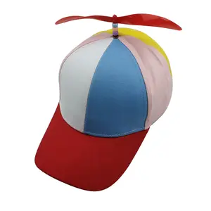 Wholesale 6 Panels Funny Kids Hats cotton Baseball Cap With Propeller